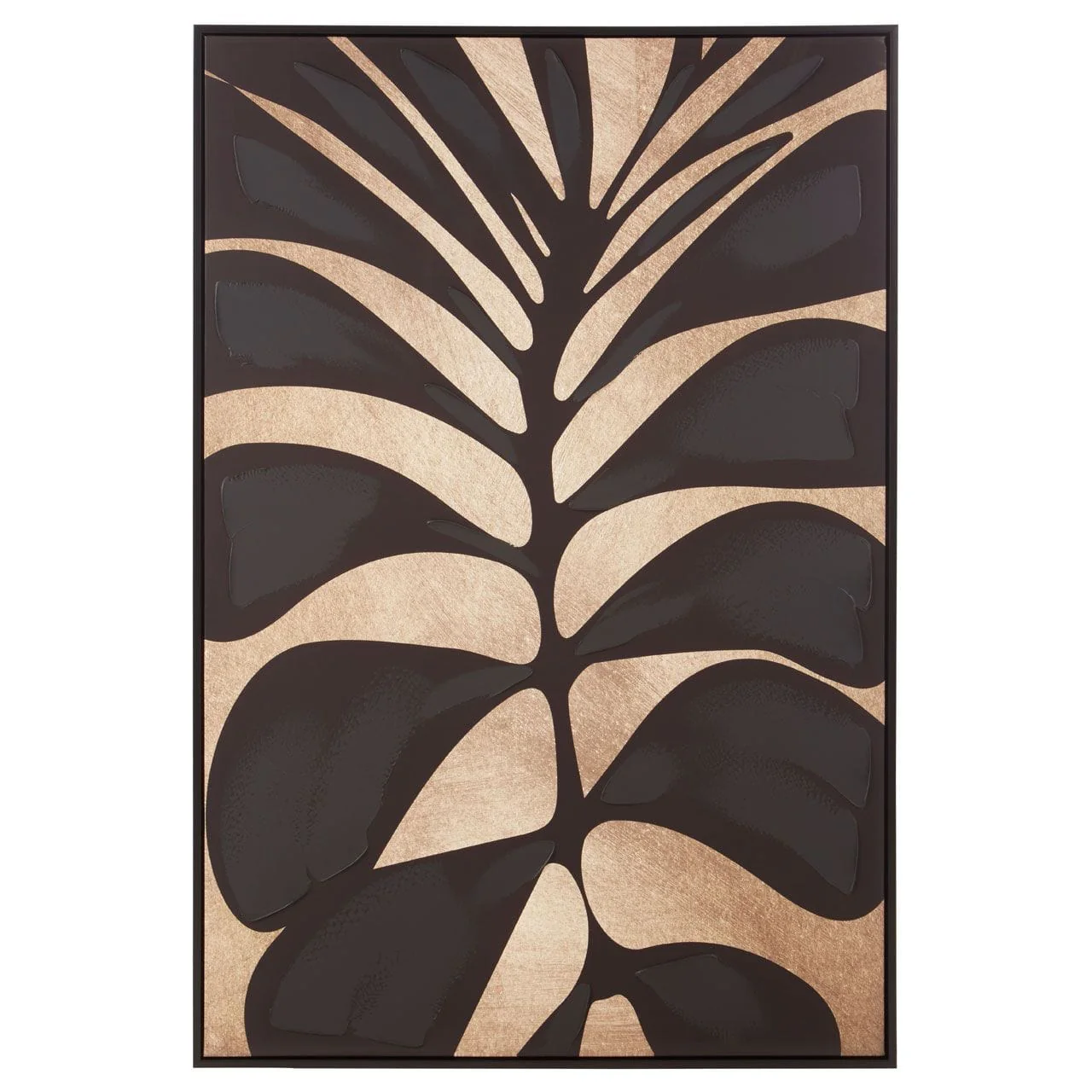 Astratto Canvas Black Leaf Design Wall Art