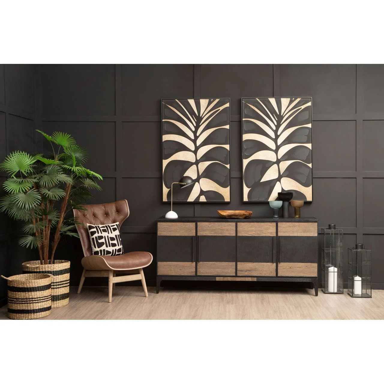 Astratto Canvas Black Leaf Design Wall Art - Image 10