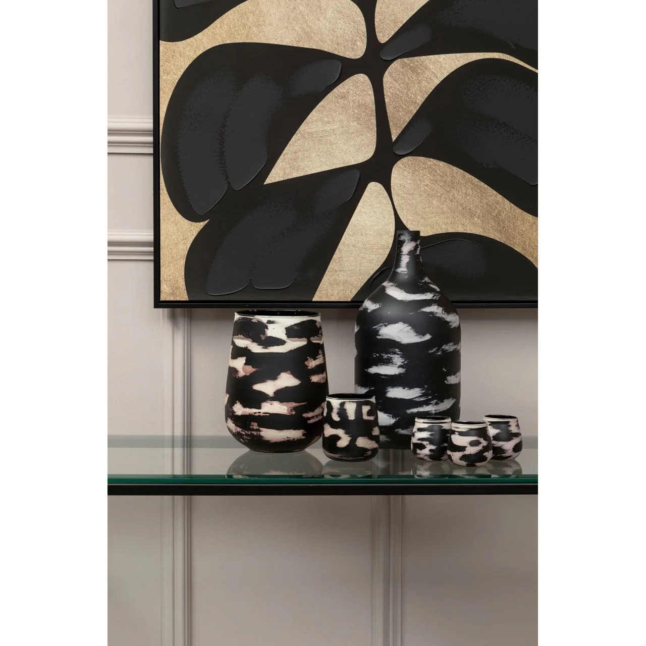 Astratto Canvas Black Leaf Design Wall Art - Image 5