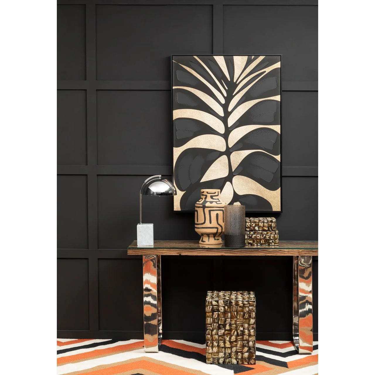 Astratto Canvas Black Leaf Design Wall Art - Image 9