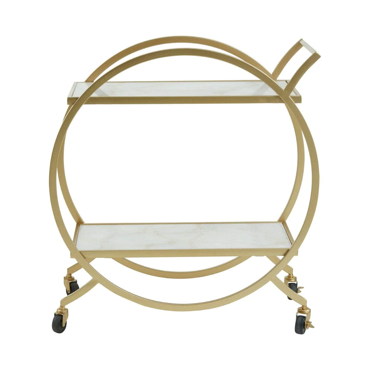 Avantis White Marble And Gold 2 Tier Trolley