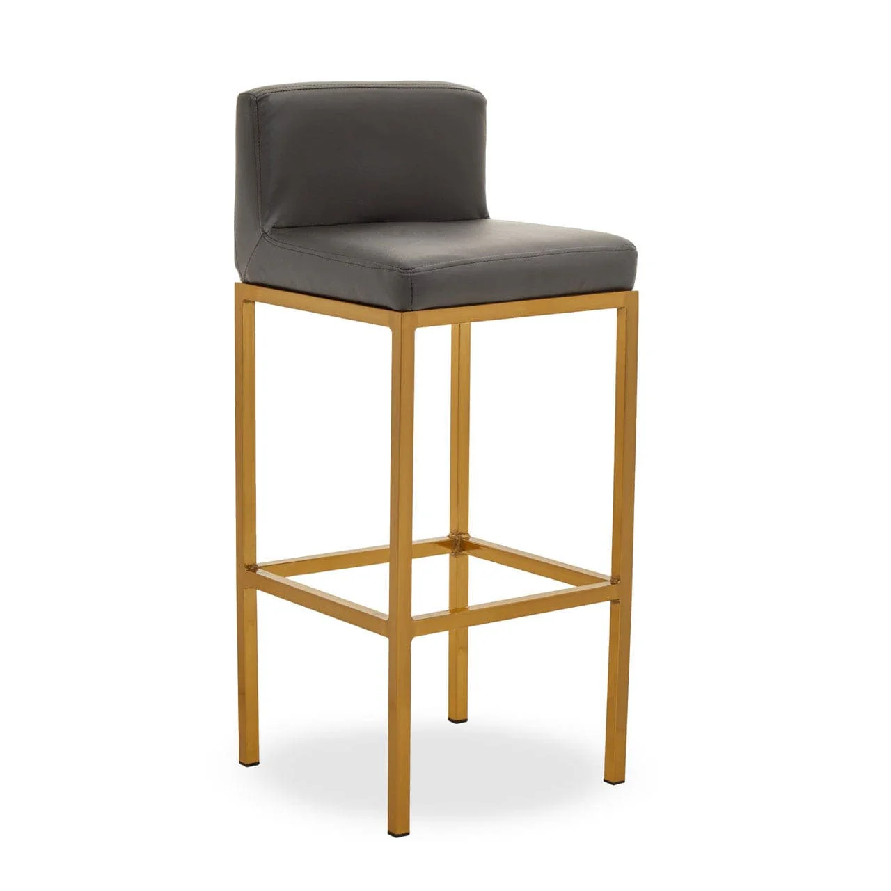 Dynasty Bar Chair Dark Grey Leather Effect - Tall