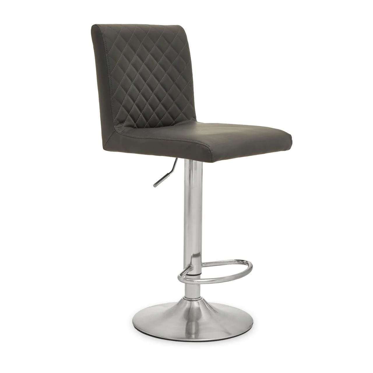 Dynasty Bar Chair In Dark Grey Leather Effect