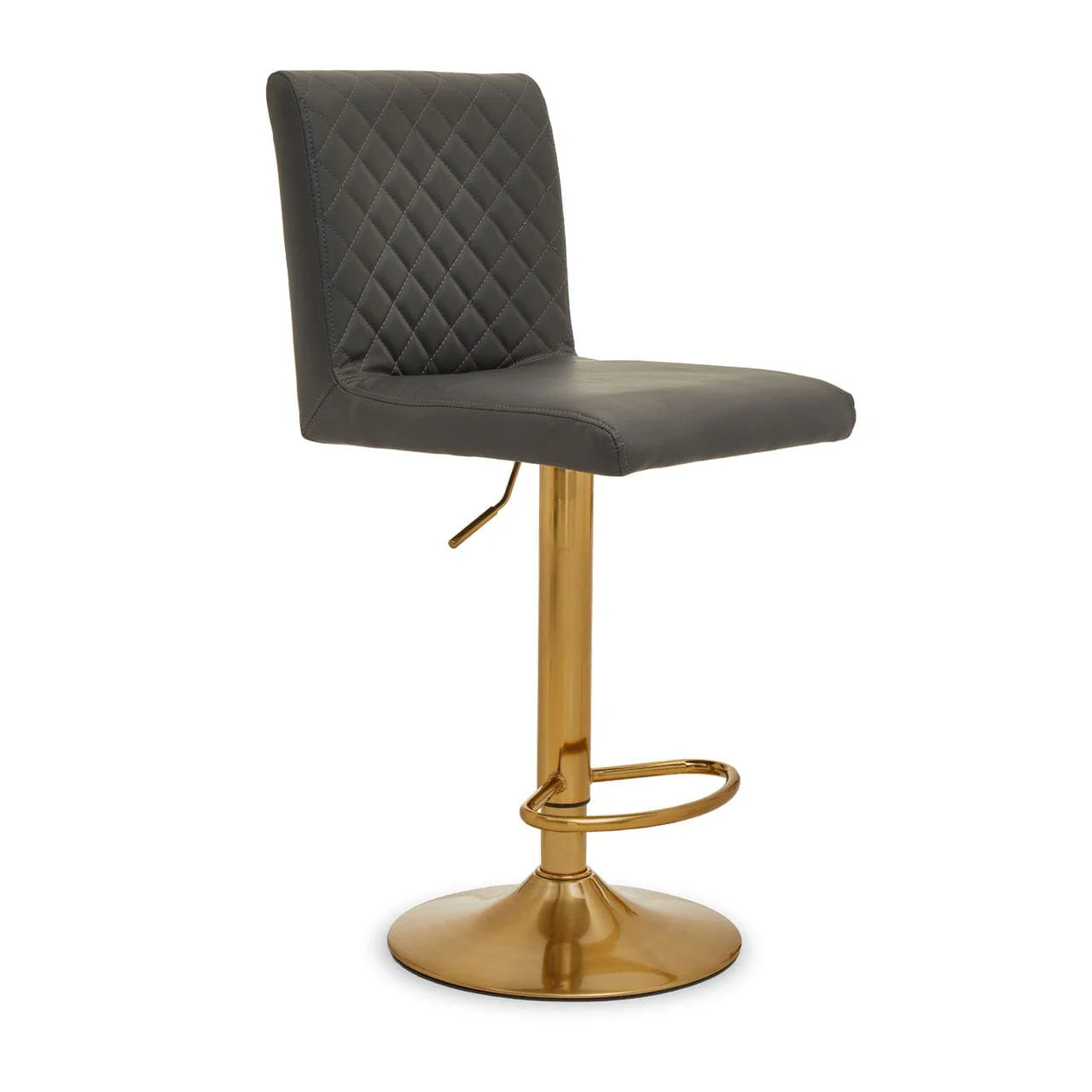 Dynasty Bar Chair In Dark Grey With Leather Effect