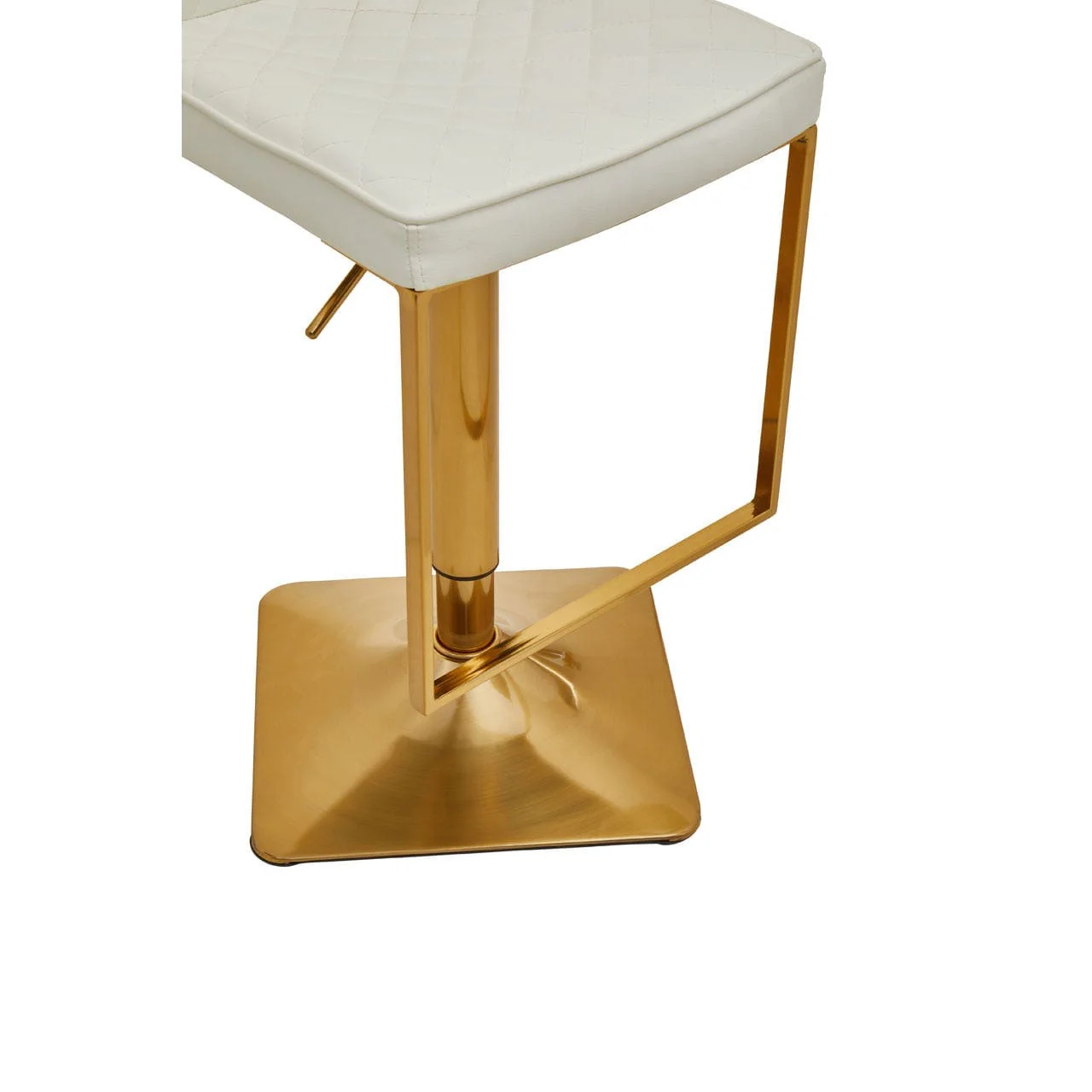 Dynasty Bar Chair In White With Leather Effect With Gold Base - Image 3