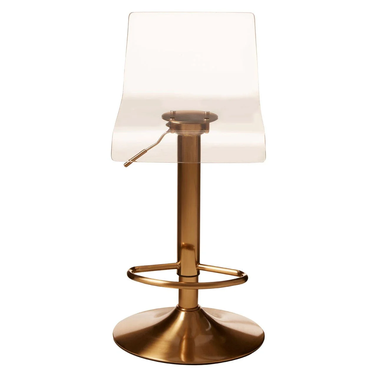 Dynasty Bar Stool In Clear Acrylic With A Gold Finish Base