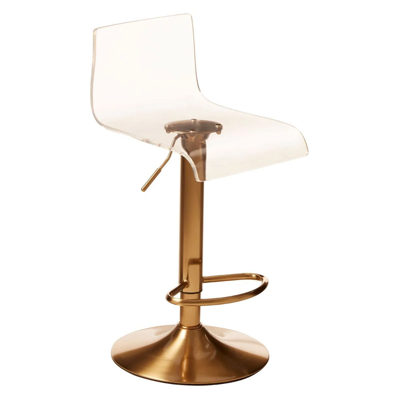 Dynasty Bar Stool In Clear Acrylic With A Gold Finish Base - Image 2