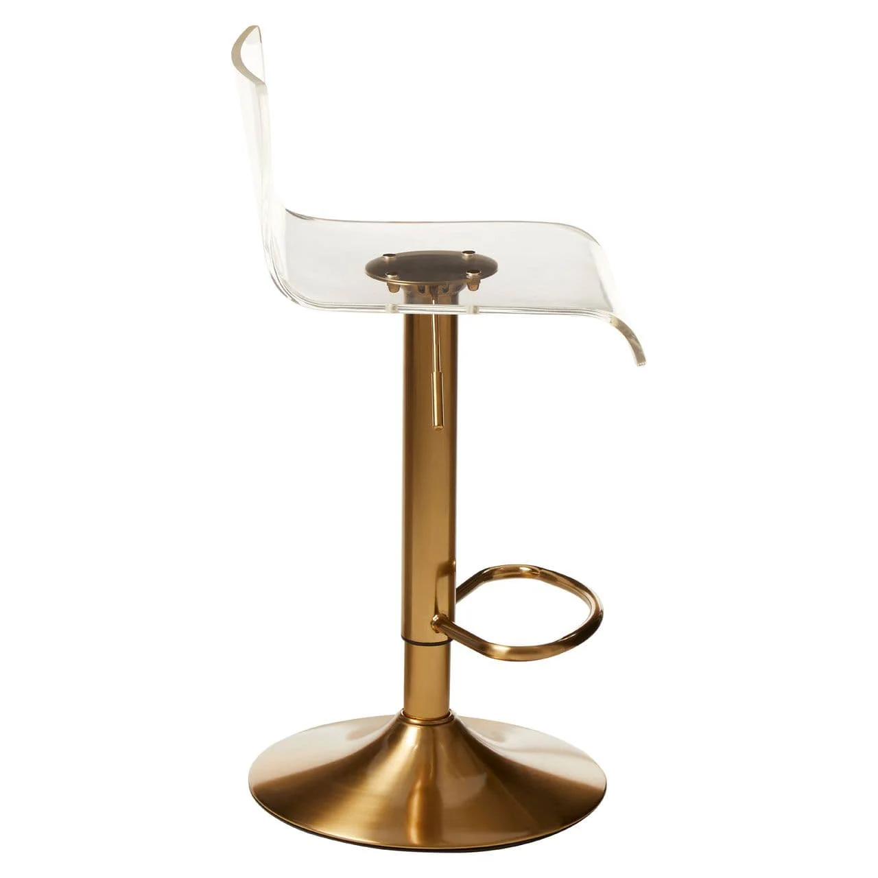 Dynasty Bar Stool In Clear Acrylic With A Gold Finish Base - Image 3