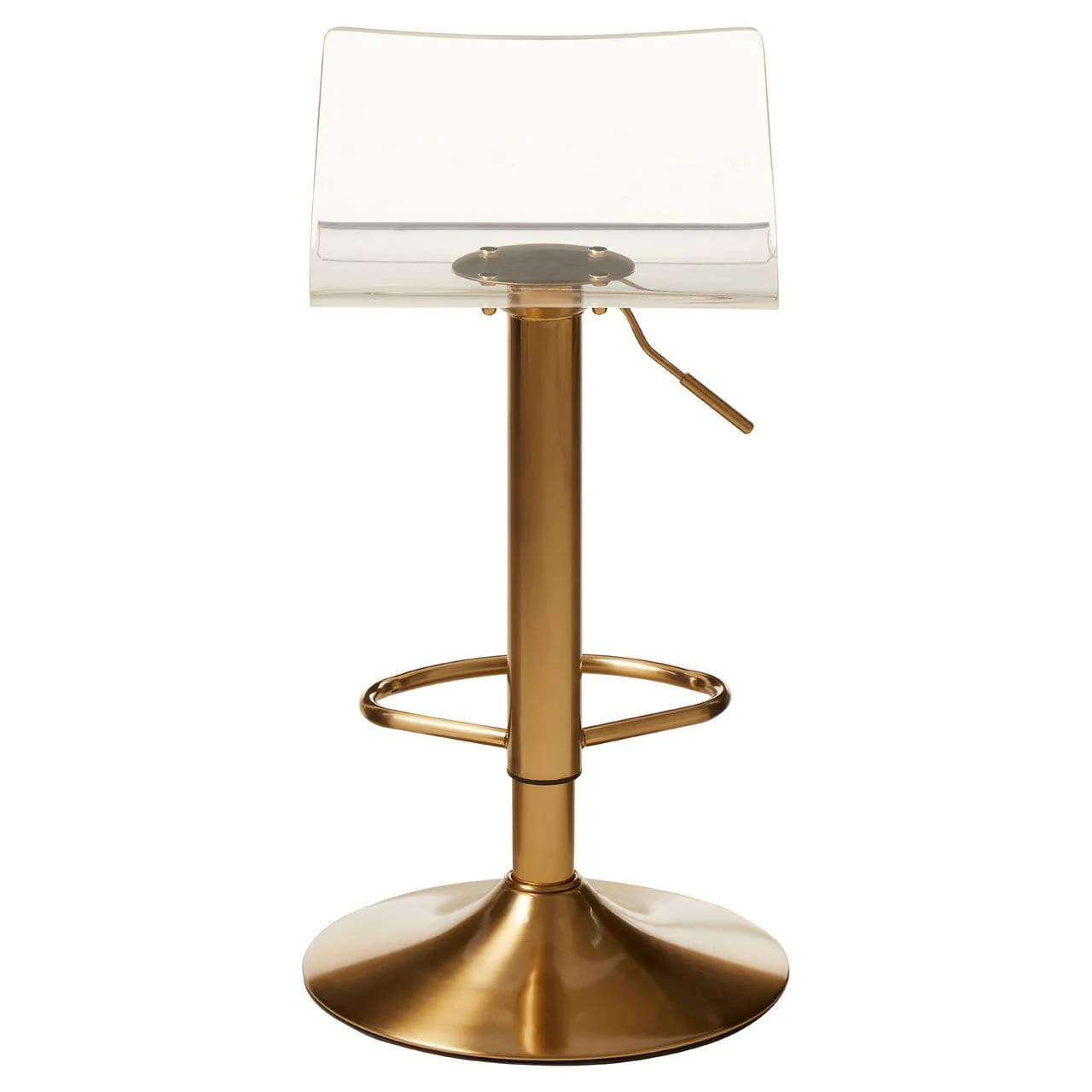 Dynasty Bar Stool In Clear Acrylic With A Gold Finish Base - Image 4