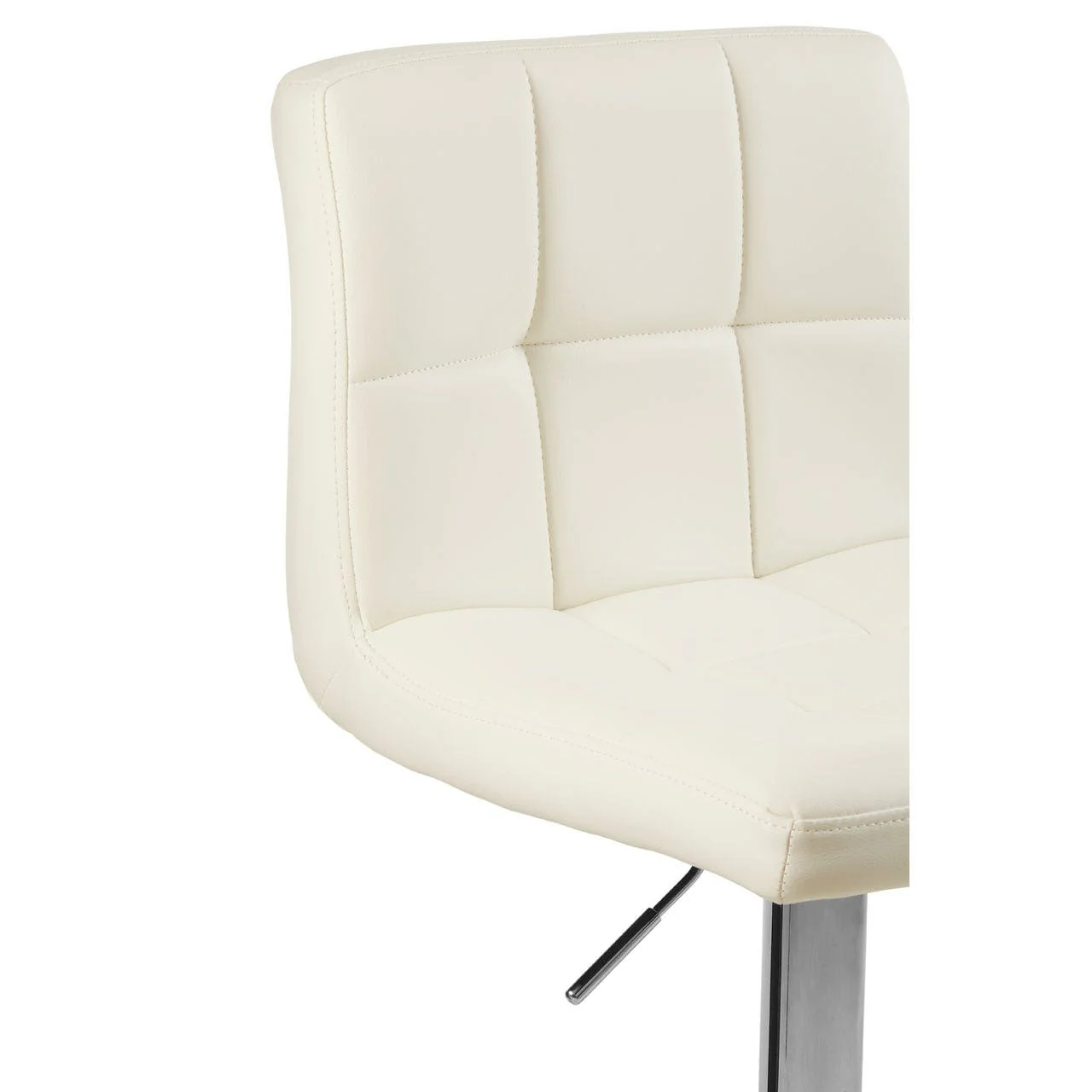 Dynasty Bar Stool With Quilted Faux Leather And White & Chrome Finish - Image 5