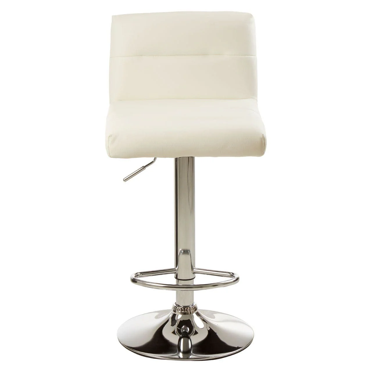 Dynasty Bar Stool In White Faux Leather With A Chrome Base