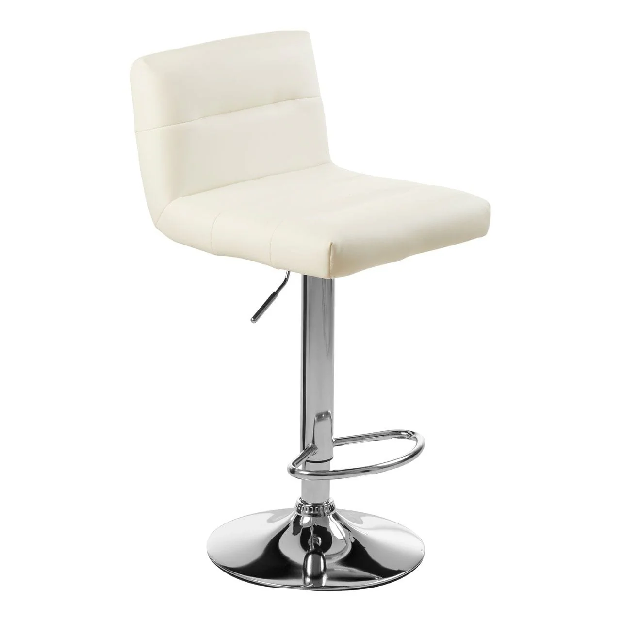 Dynasty Bar Stool In White Faux Leather With A Chrome Base - Image 2