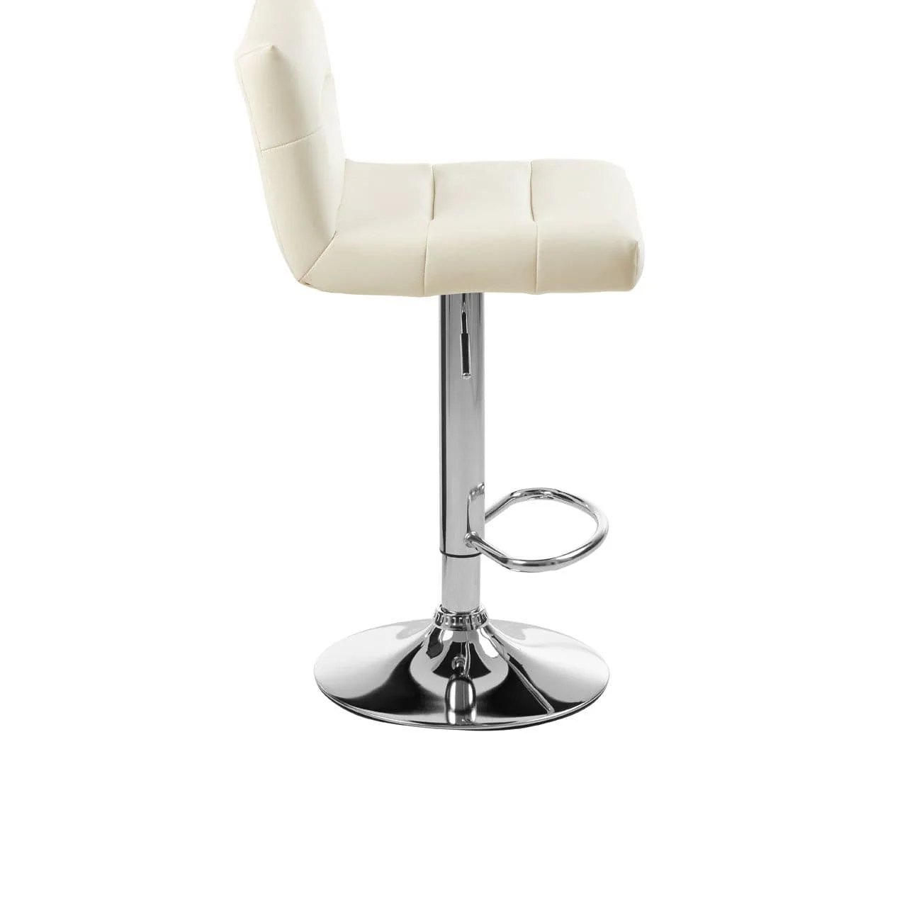 Dynasty Bar Stool In White Faux Leather With A Chrome Base - Image 3