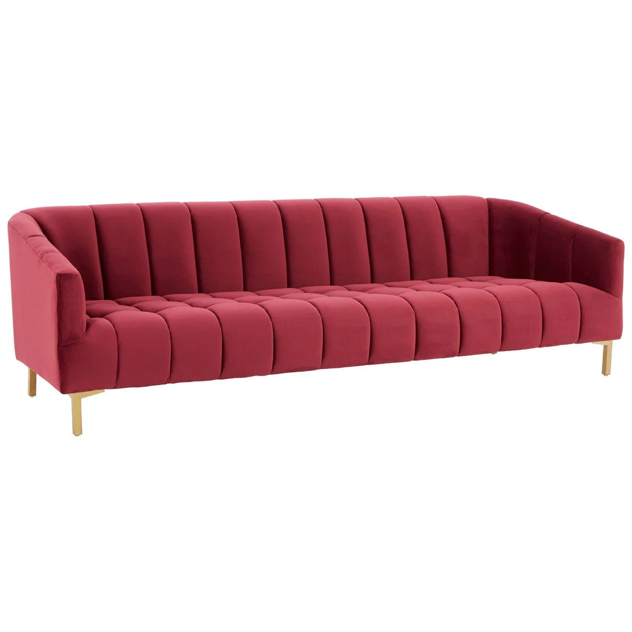 Bella 3 Seat Wine Velvet Sofa - Image 3