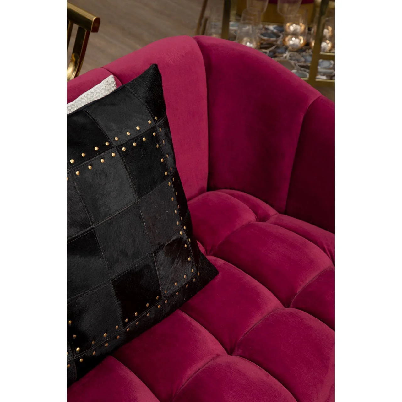 Bella 3 Seat Wine Velvet Sofa - Image 5