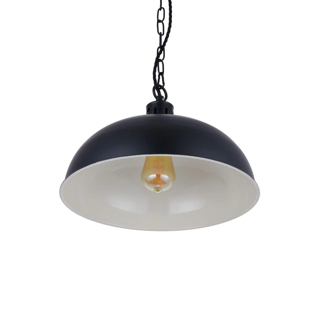 Berwick Rustic Dome Pendant Light Matt Black - Image 5