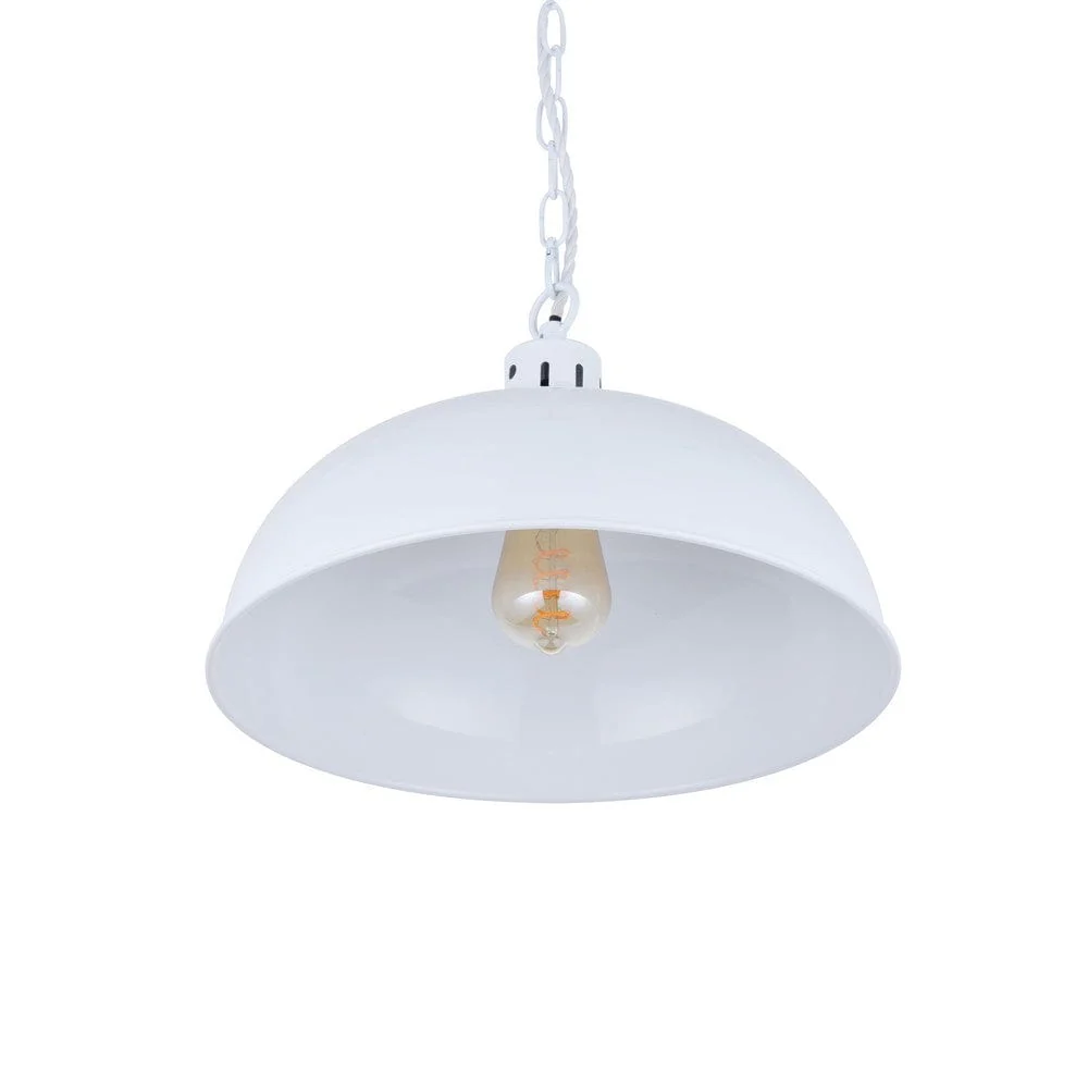 Berwick Rustic Dome Pendant Light Pure White - Image 5