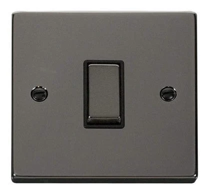 Black Nickel 10A 1 Gang Intermediate Ingot Light Switch - Black Trim