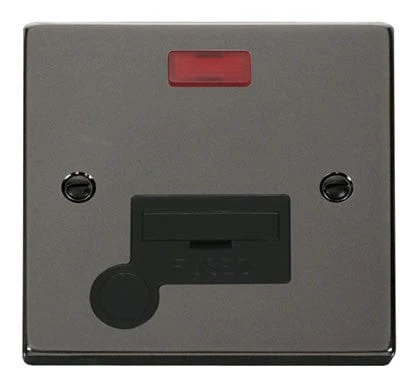 Black Nickel 13A Fused Connection Unit With Neon With Flex - Black Trim