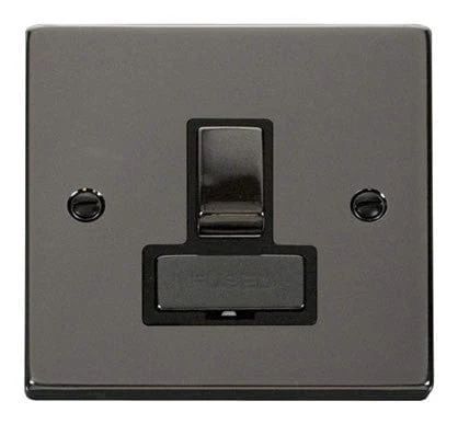 Black Nickel 13A Fused Ingot Connection Unit Switched - Black Trim