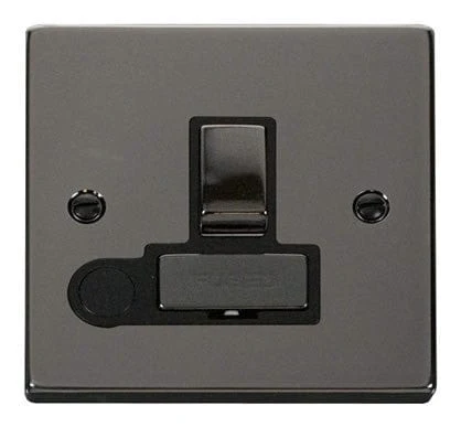 Black Nickel 13A Fused Ingot Connection Unit Switched With Flex - Black Trim