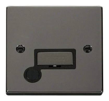 Black Nickel 13A Fused Ingot Connection Unit With Flex - Black Trim