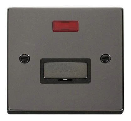 Black Nickel 13A Fused Ingot Connection Unit With Neon - Black Trim