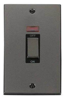 Black Nickel 2 Gang Ingot Size 45A Switch With Neon - Black Trim