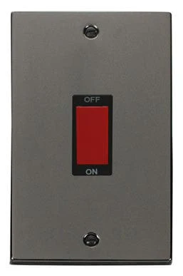 Black Nickel 2 Gang Size 45A Switch - Black Trim