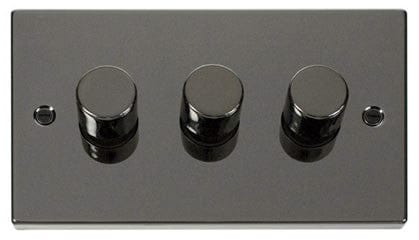 Black Nickel 3 Gang 2 Way LED 100W Trailing Edge Dimmer Light Switch