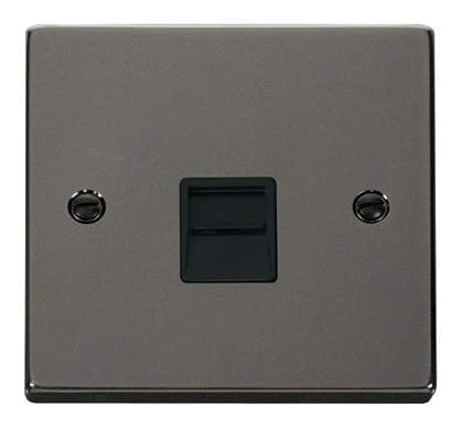 Black Nickel Secondary Telephone Single Socket - Black Trim