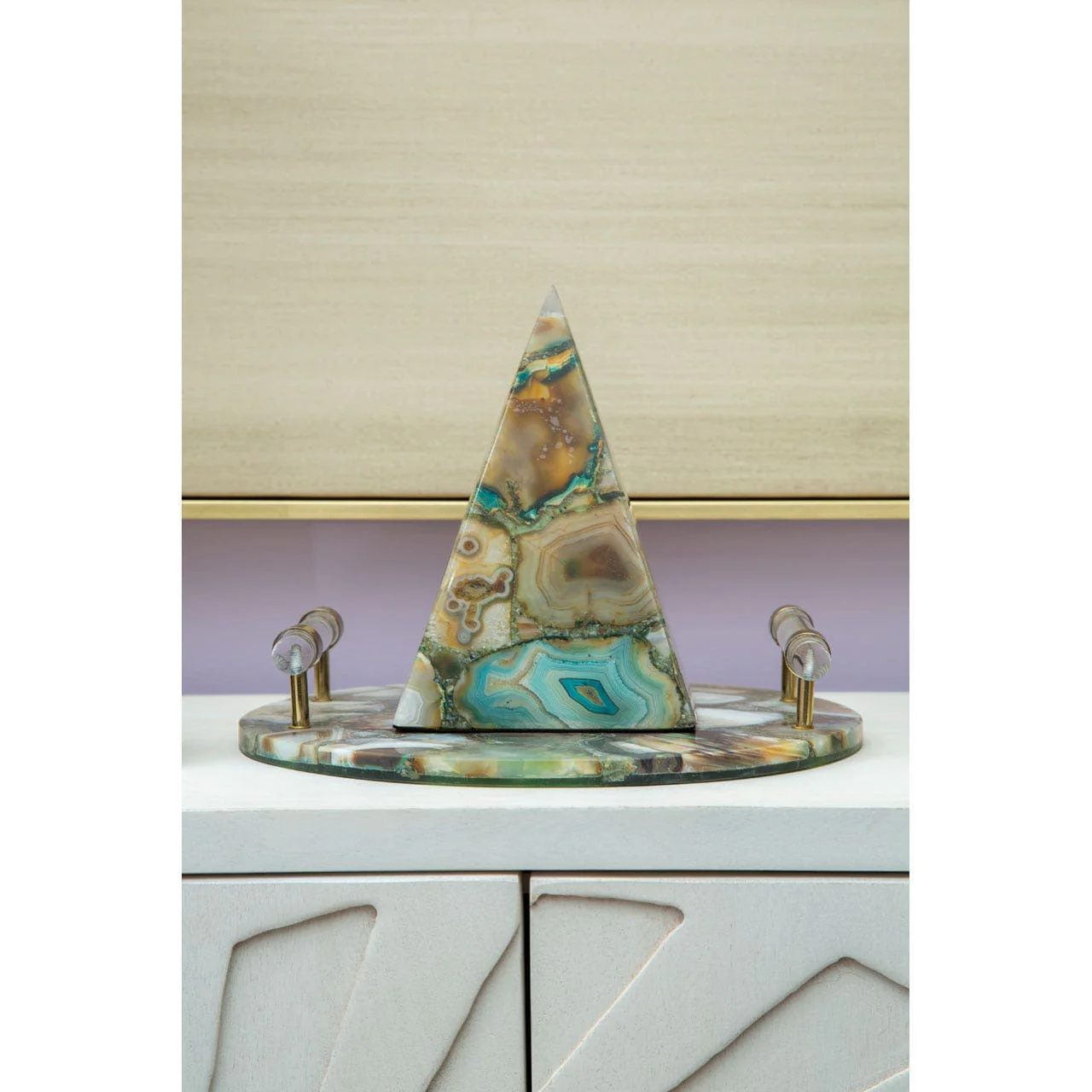 Bowerbird Green Agate Obelisk Sculpture - Image 5