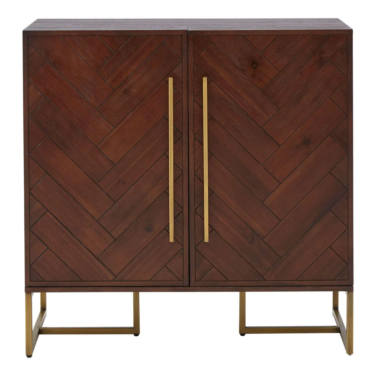 Brando Drinks Cabinet In Acacia Veneer With Antique Brass - 2 Door