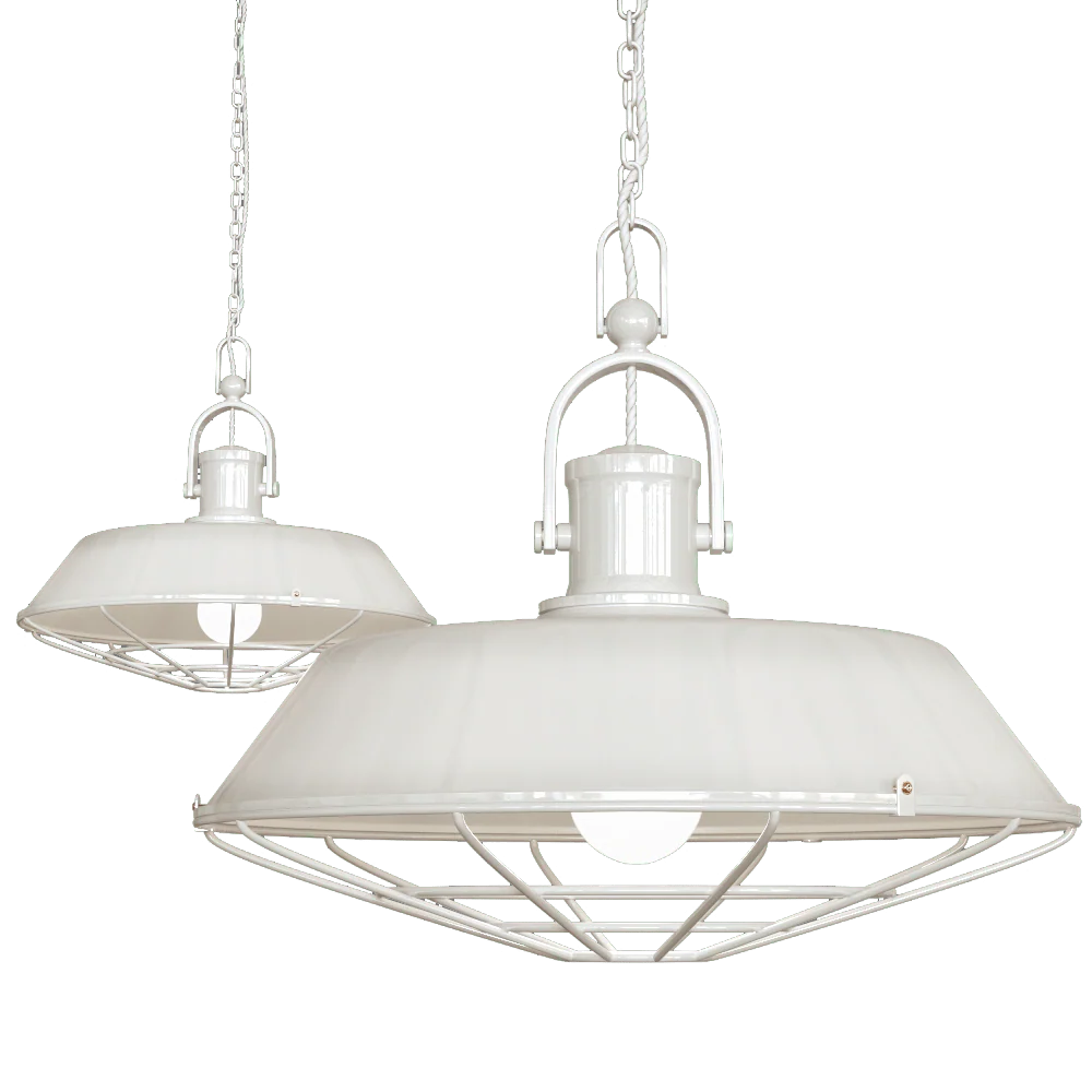 Brewer Cage Industrial Pendant Light Clay White Cream