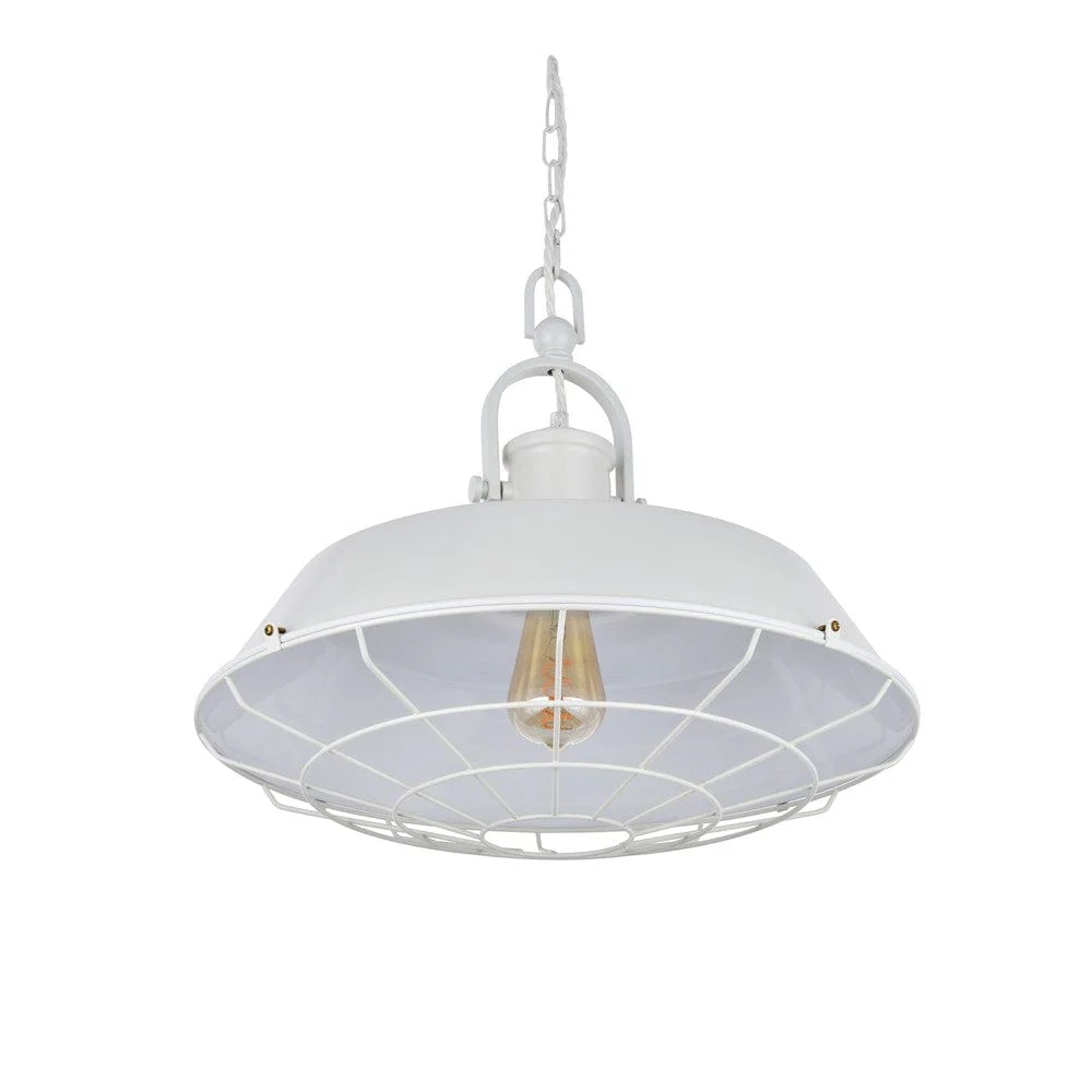 Brewer Cage Industrial Pendant Light Clay White Cream - Image 3