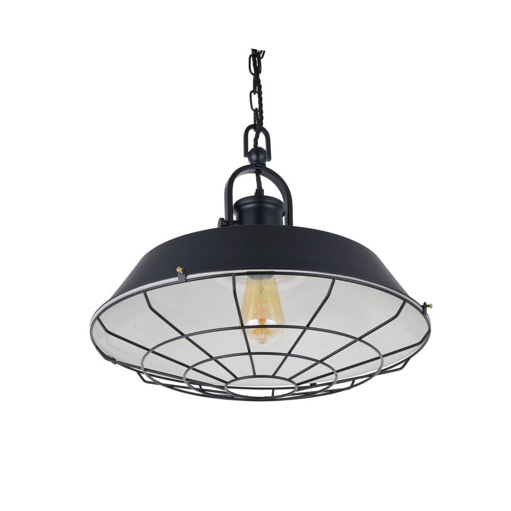 Brewer Cage Industrial Pendant Light Matt Black - Image 5