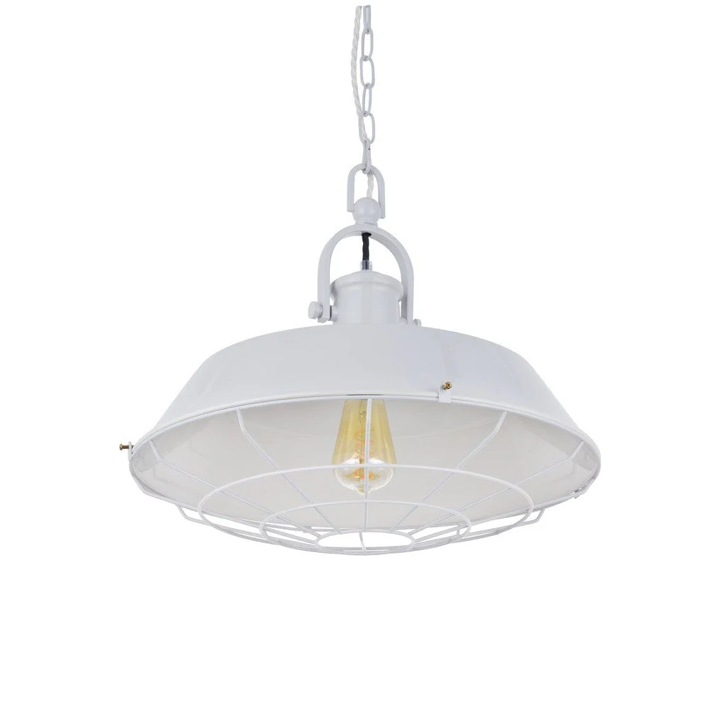 Brewer Cage Industrial Pendant Light Pale Grey - Image 4