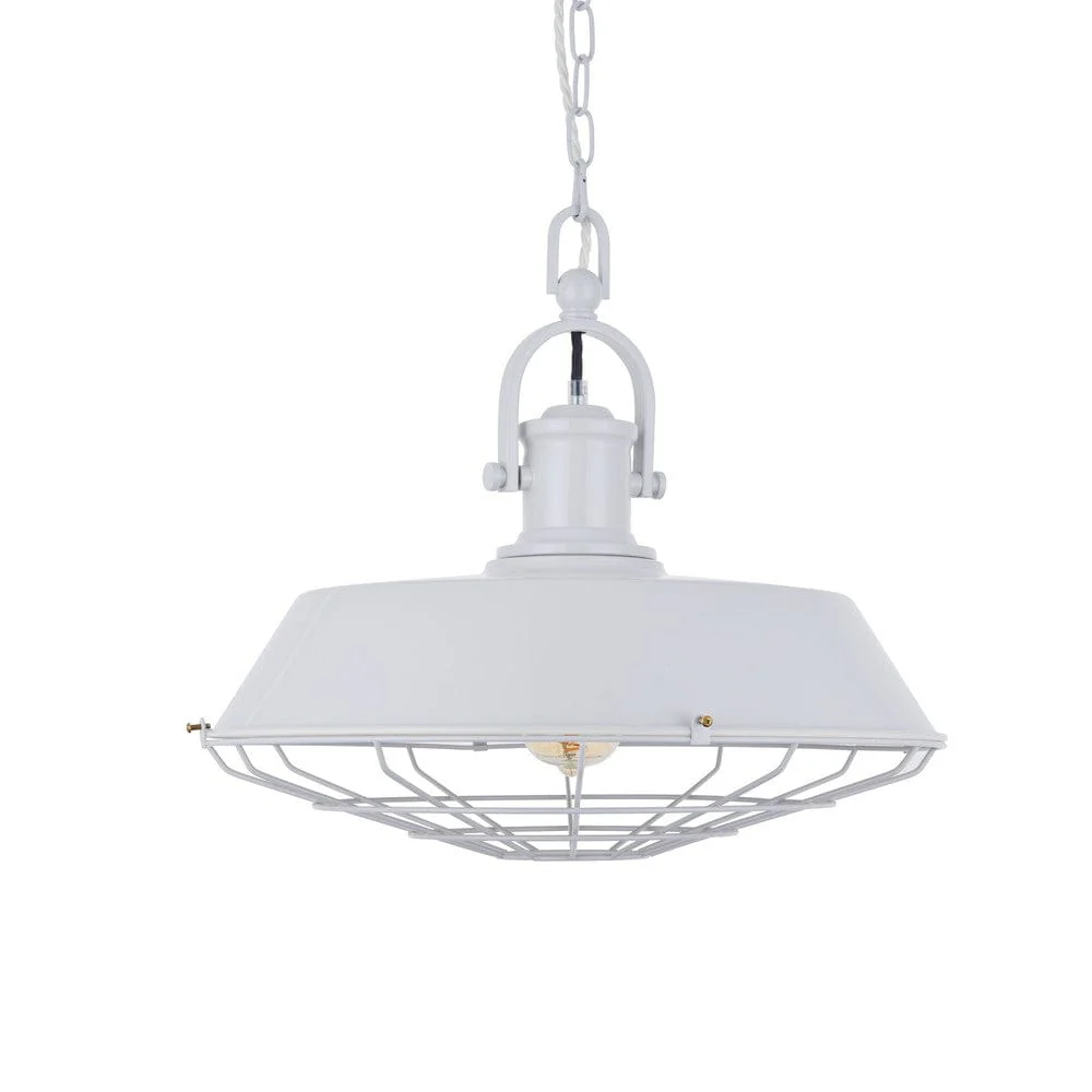 Brewer Cage Industrial Pendant Light Pale Grey - Image 5