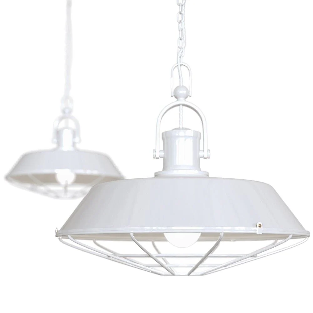 Brewer Cage Industrial  Pendant Light Pure White