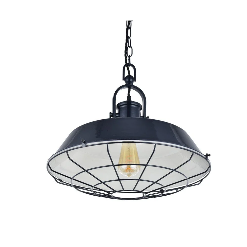 Brewer Cage Industrial Pendant Light Squid Ink Navy Blue - Image 4