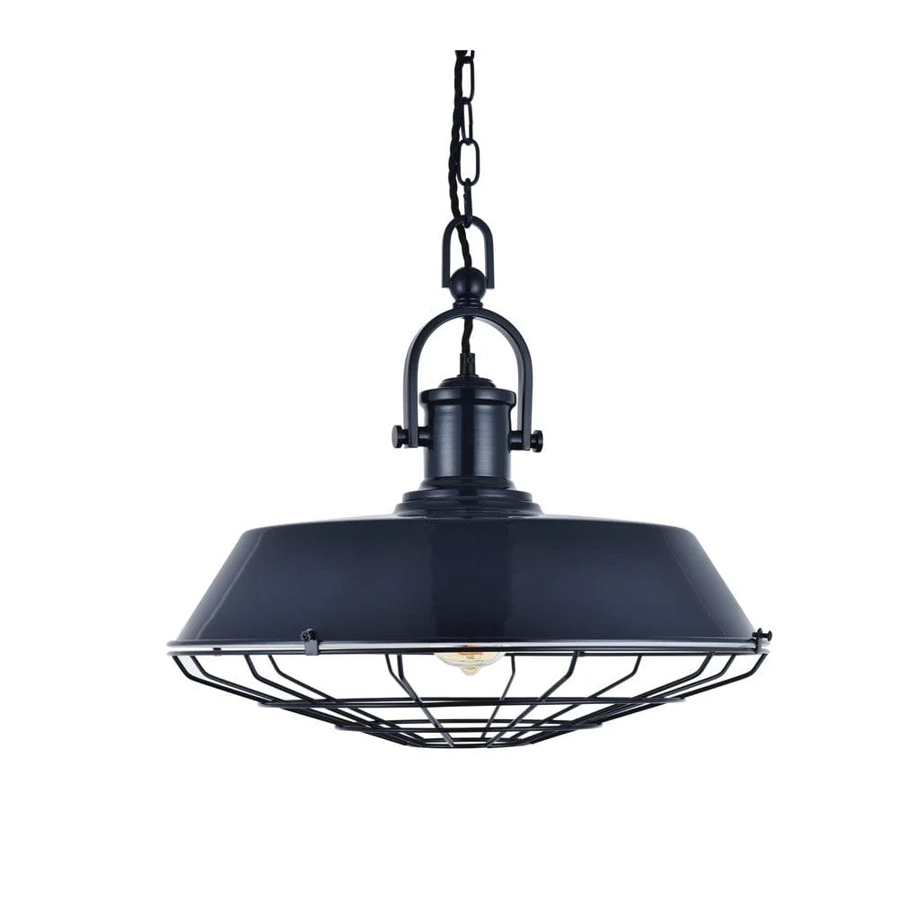 Brewer Cage Industrial Pendant Light Squid Ink Navy Blue - Image 5