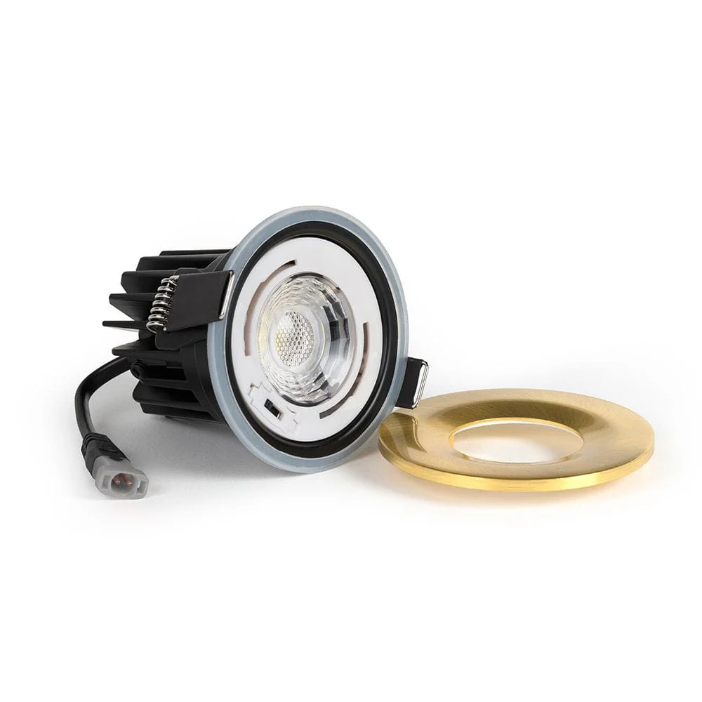 Brushed Brass CCT Fire Rated LED Dimmable 10W IP65 Downlight - Image 2