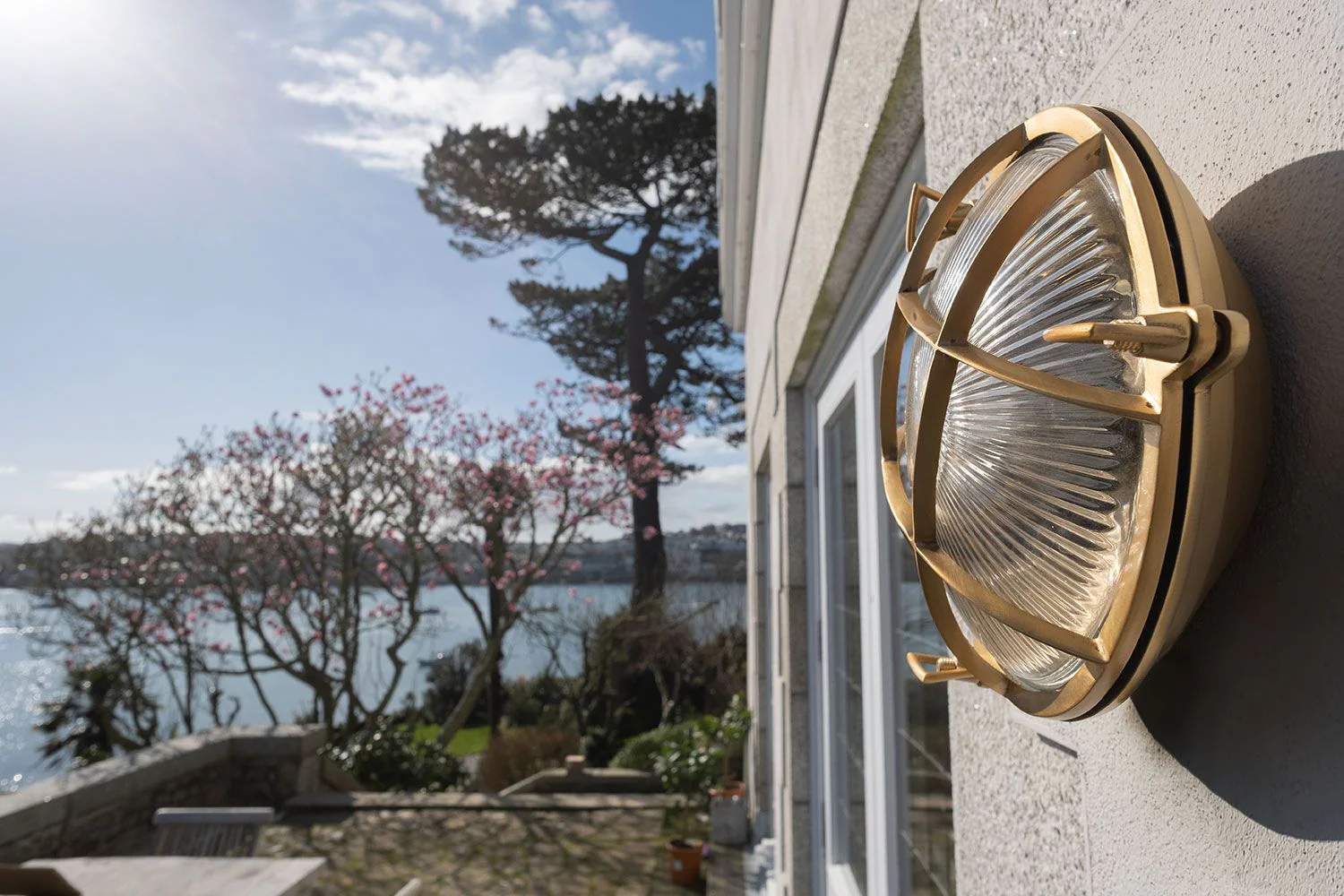 Carlisle Grid Prismatic Glass Lacquered Brass IP66 Bulkhead Wall Light - The Outdoor & Bathroom Collection - Image 10