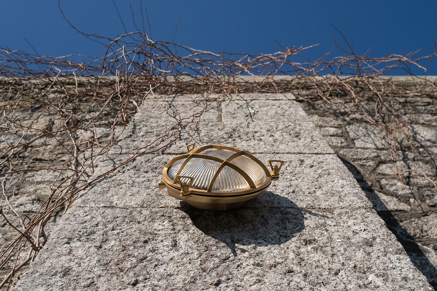 Carlisle Grid Prismatic Glass Lacquered Brass IP66 Bulkhead Wall Light - The Outdoor & Bathroom Collection - Image 11