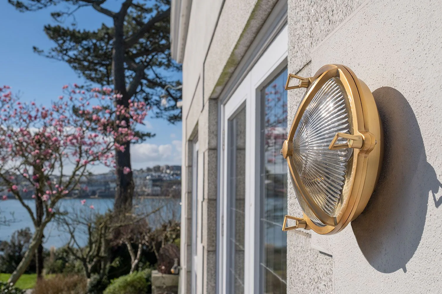 Carlisle Lacquered Brass IP66 Half Cover Prismatic Glass Wall Light - The Outdoor & Bathroom Collection - Image 10