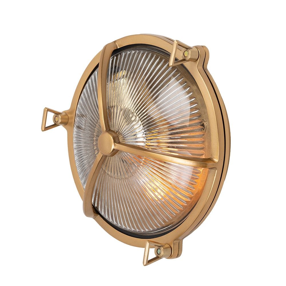 Carlisle Lacquered Brass IP66 Half Cover Prismatic Glass Wall Light - The Outdoor & Bathroom Collection - Image 4