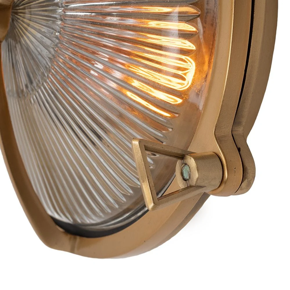Carlisle Lacquered Brass IP66 Half Cover Prismatic Glass Wall Light - The Outdoor & Bathroom Collection - Image 6