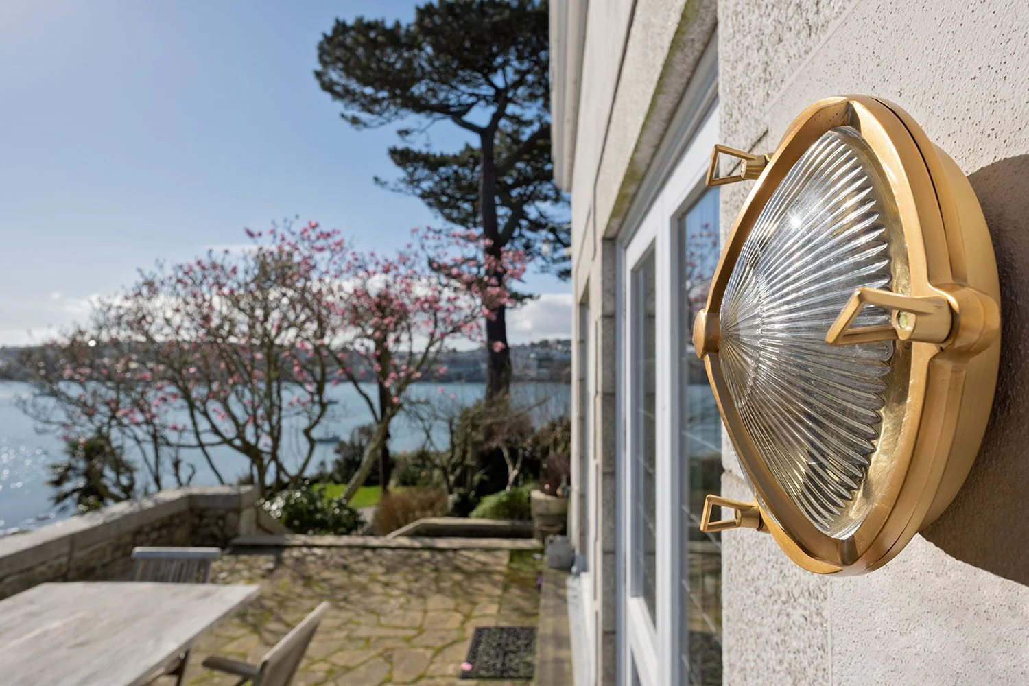 Carlisle Lacquered Brass IP66 Half Cover Prismatic Glass Wall Light - The Outdoor & Bathroom Collection - Image 7