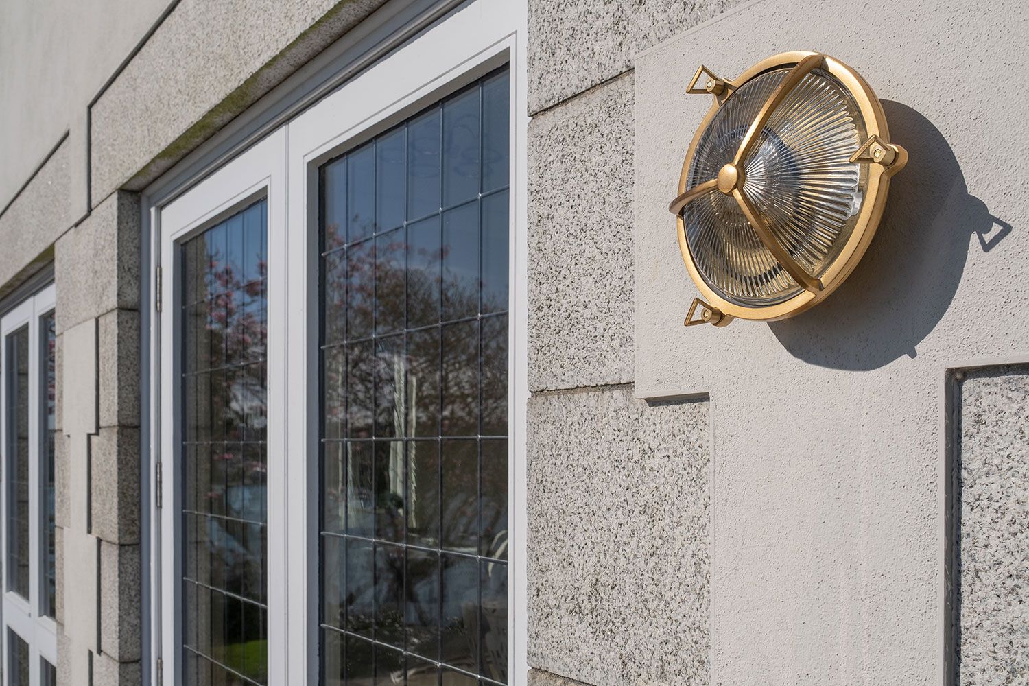 Carlisle Lacquered Brass IP66 Half Cover Prismatic Glass Wall Light - The Outdoor & Bathroom Collection - Image 8