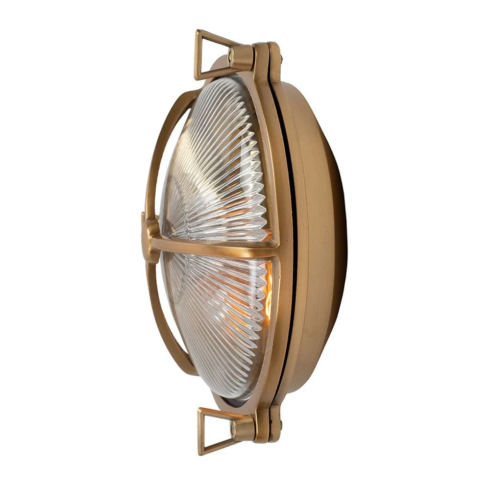 Carlisle Lacquered Brass IP66 Half Cover Prismatic Glass Wall Light - The Outdoor & Bathroom Collection - Image 9